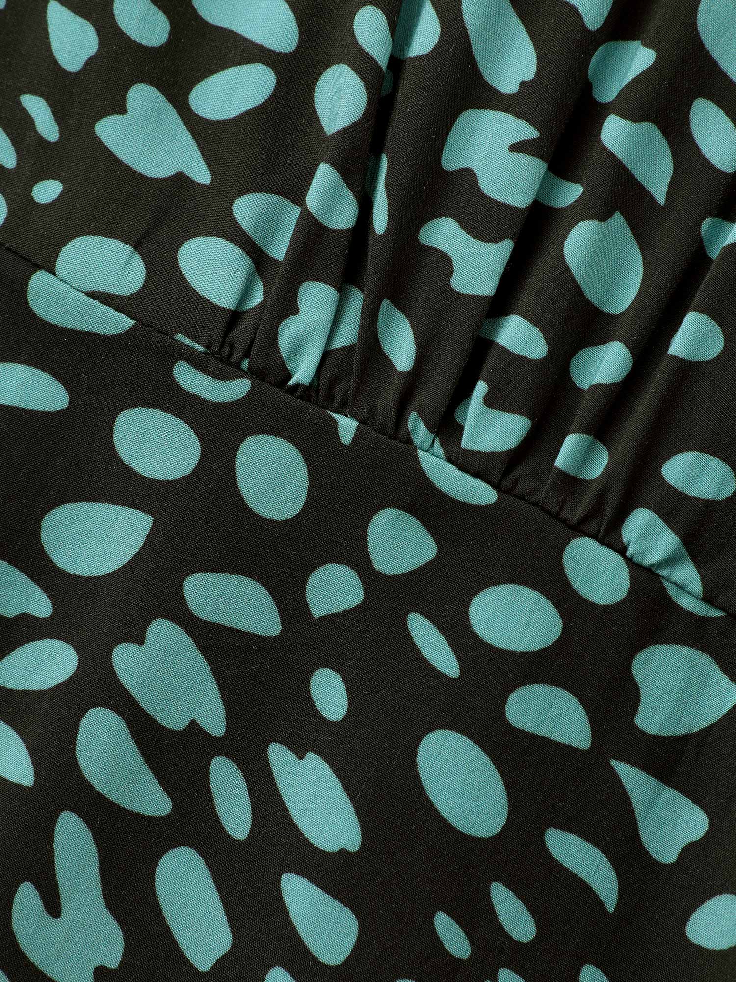 Geometric Print Ruffle Hem Pocket Dress