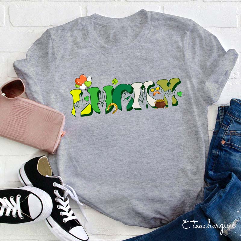 Sign Language Lucky Teacher T-Shirt