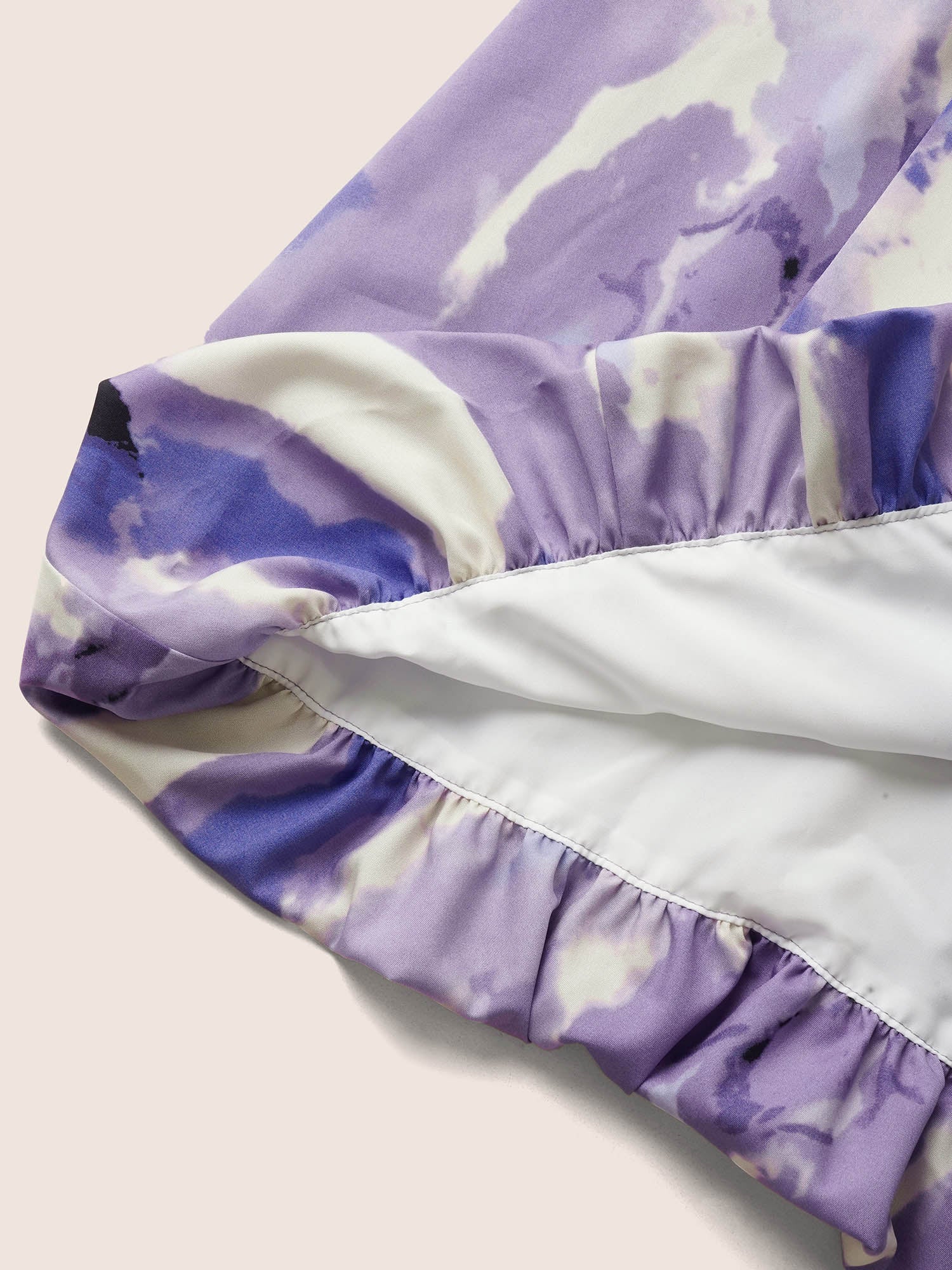 Watercolor Floral Ruffles Shirred Gathered Dress