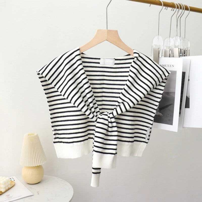 Classic Striped Outer Shawl Women's Fake Collar Decorative Waistcoat Air-conditioned Room Shoulder-matching Spring And Autumn Multi-functional Scarf