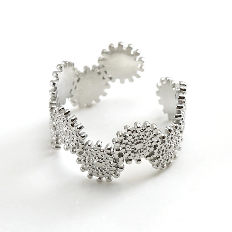 Retro Geometric 304 Stainless Steel Titanium Steel 18K Gold Plated Plating Stainless Steel Rings