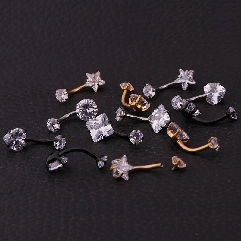 Fashion Star Stainless Steel Artificial Gemstones Belly Ring
