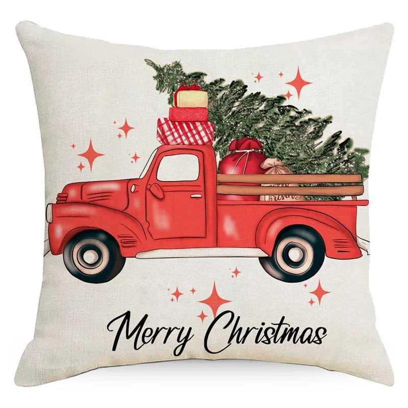 Fashion Christmas Tree Christmas Socks Letter Linen Pillow Cases