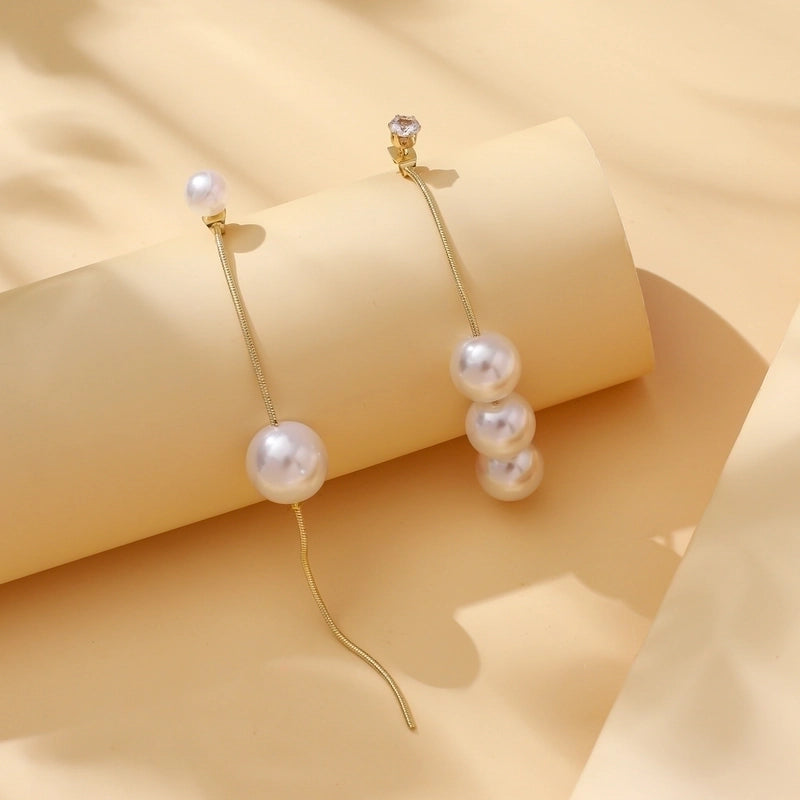 1 Pair Fashion Star Flower Imitation Pearl Alloy Inlay Rhinestones Women's Earrings