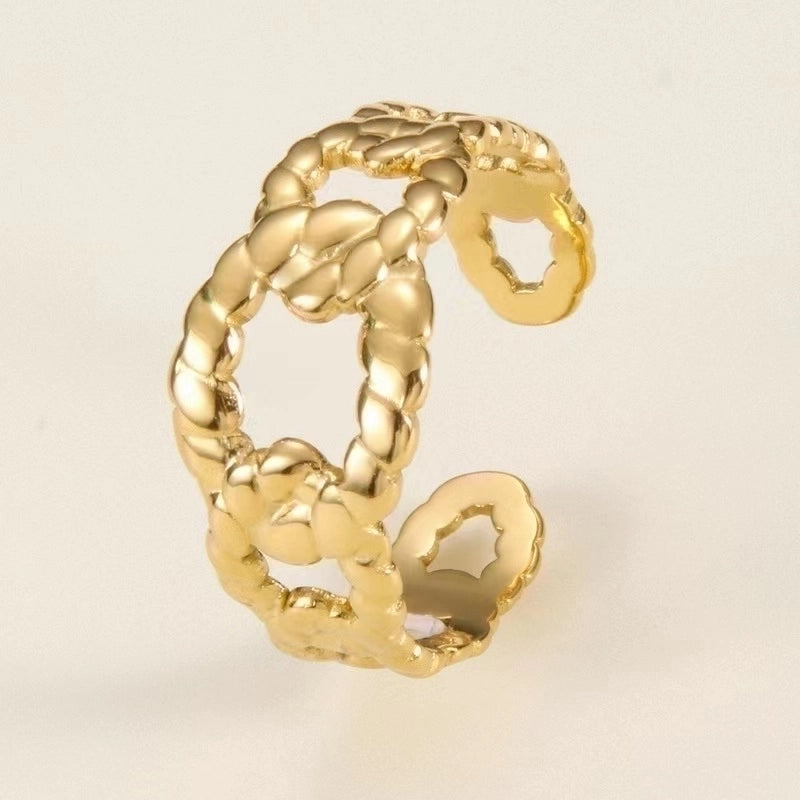 30 Pieces Casual French Style Leaf 304 Stainless Steel 18K Gold Plated Plating Open Rings