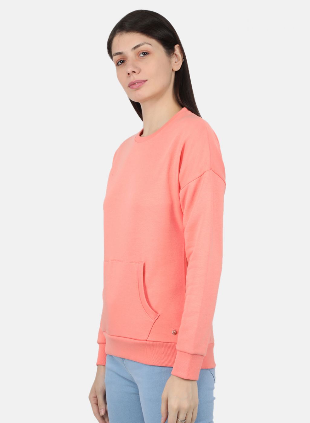 Women Pink Solid Sweatshirt