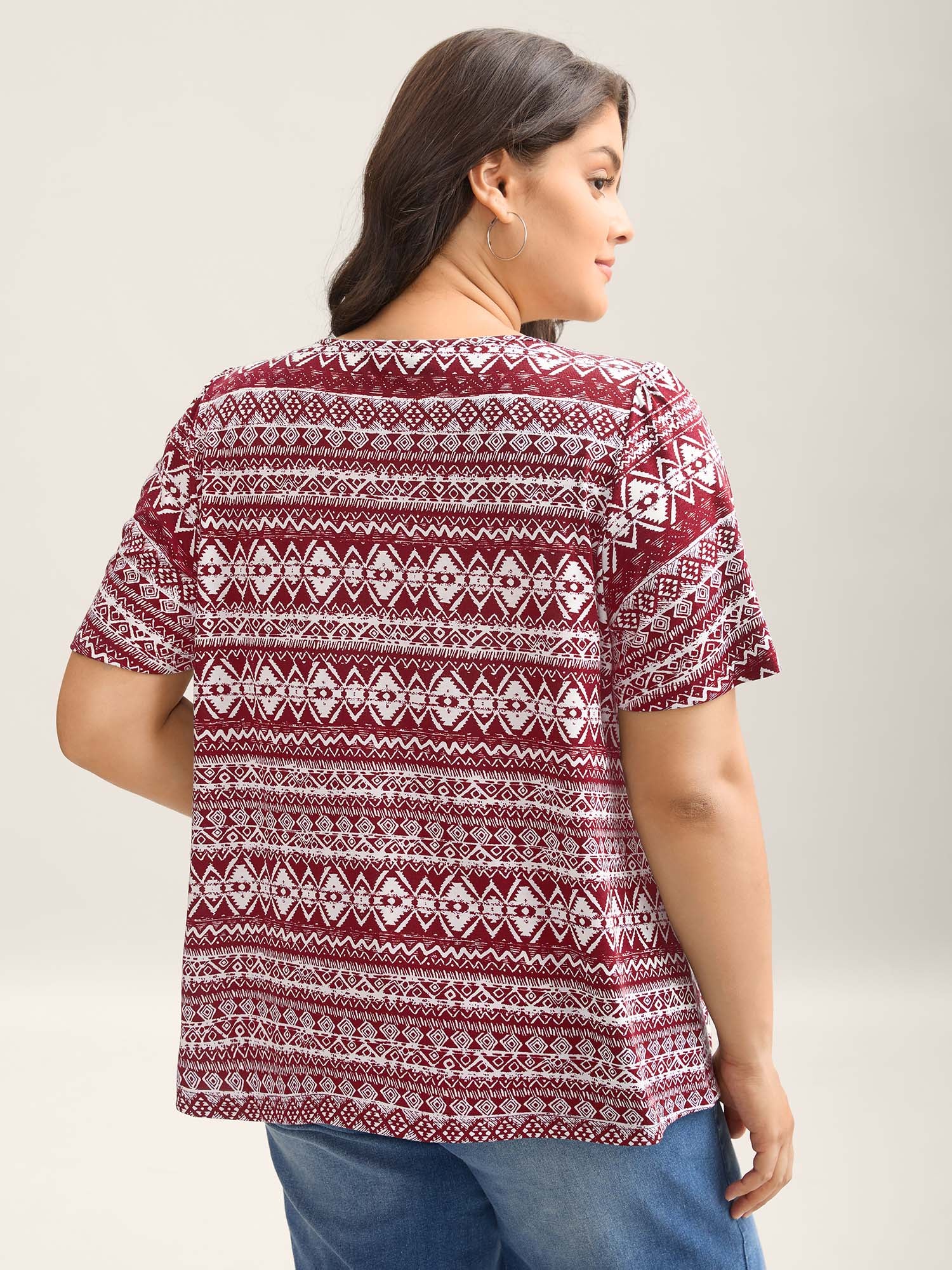 Boho Print Square Neck T-Shirt