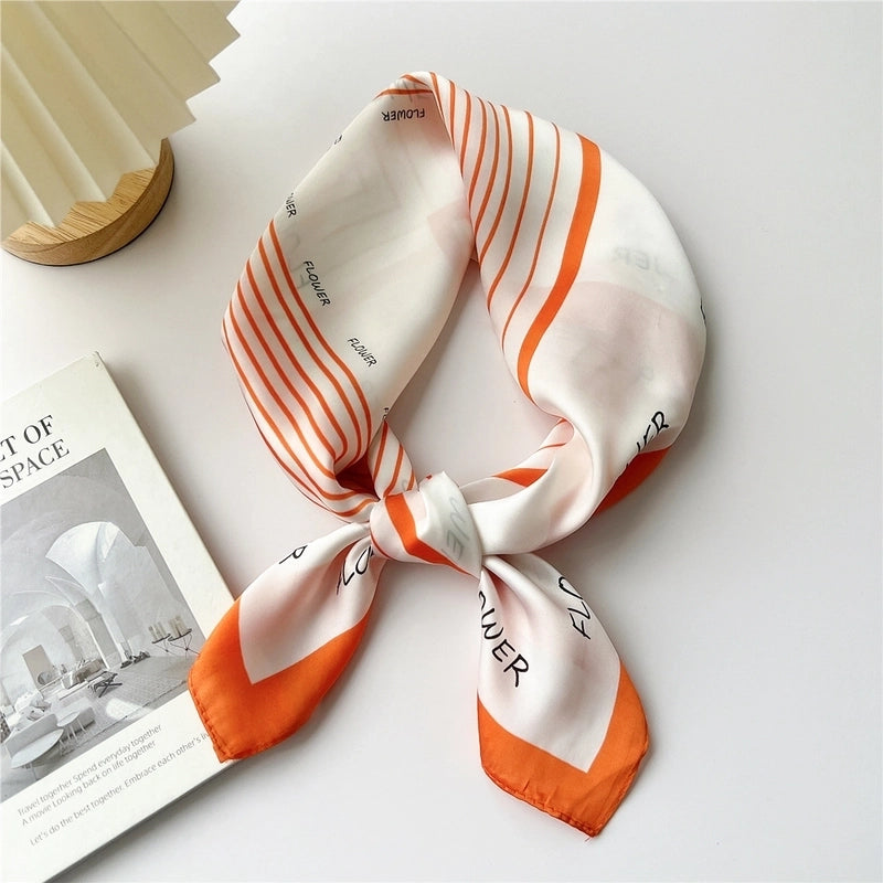 Women's Cartoon Style Cute Minimalist Printing Polyester Printing Silk Scarf
