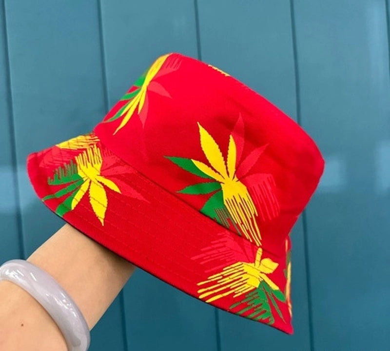 Unisex Casual Minimalist Plant Printing Wide Eaves Bucket Hat
