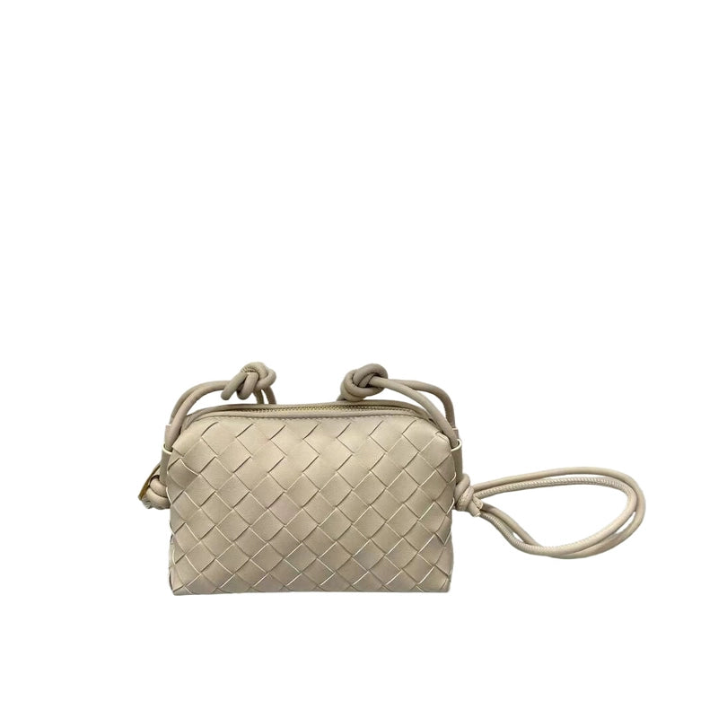 Women's Leather Solid Color Classic Style Weave Square Zipper Crossbody Bag