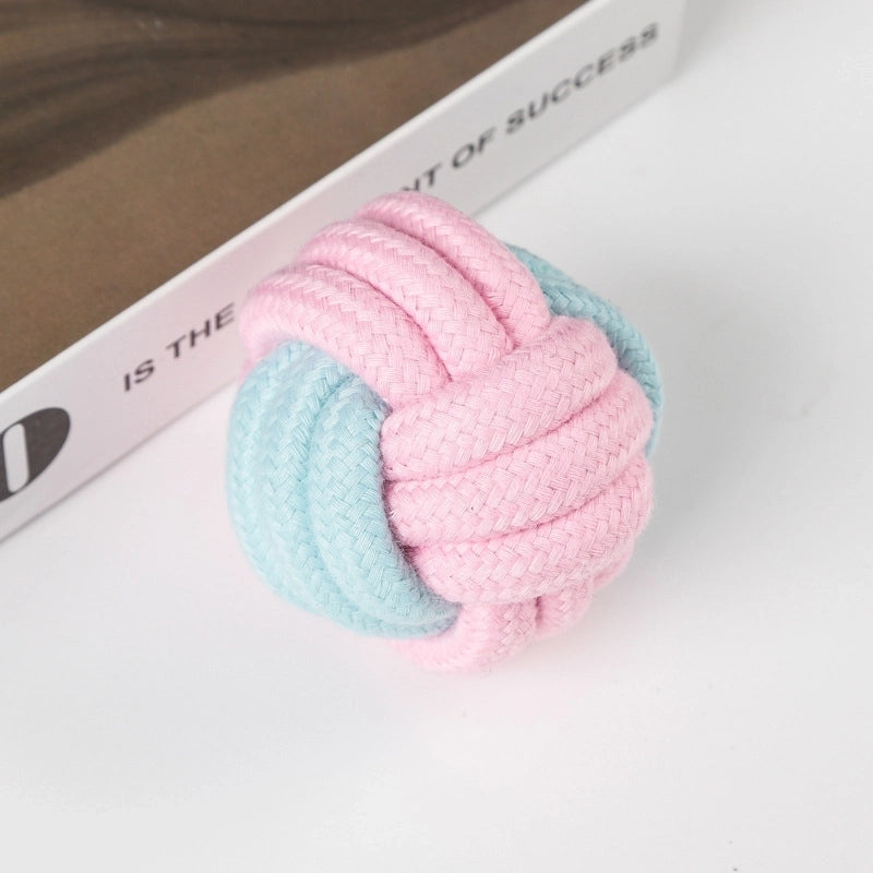 Cute Geometric Molar Long Lasting Tooth Cleaning Woven Ball Dogs Pet Cotton Rope Toy