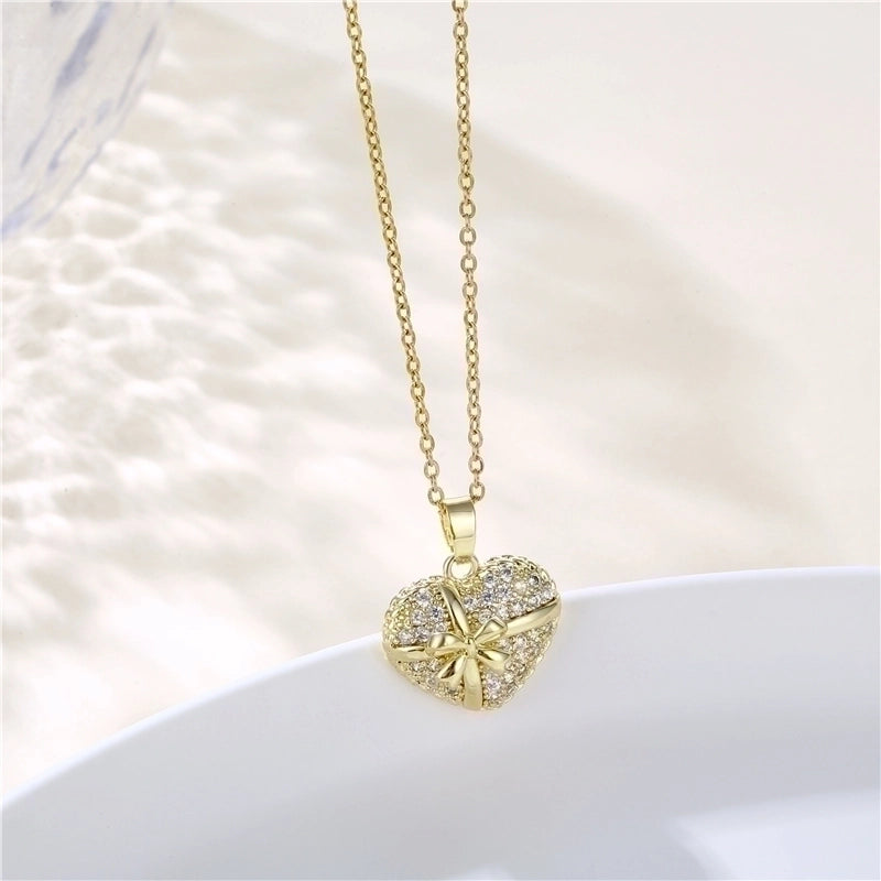 Copper 18K Gold Plated Artistic Plating Inlay House Teapot Butterfly Zircon Pendant Necklace