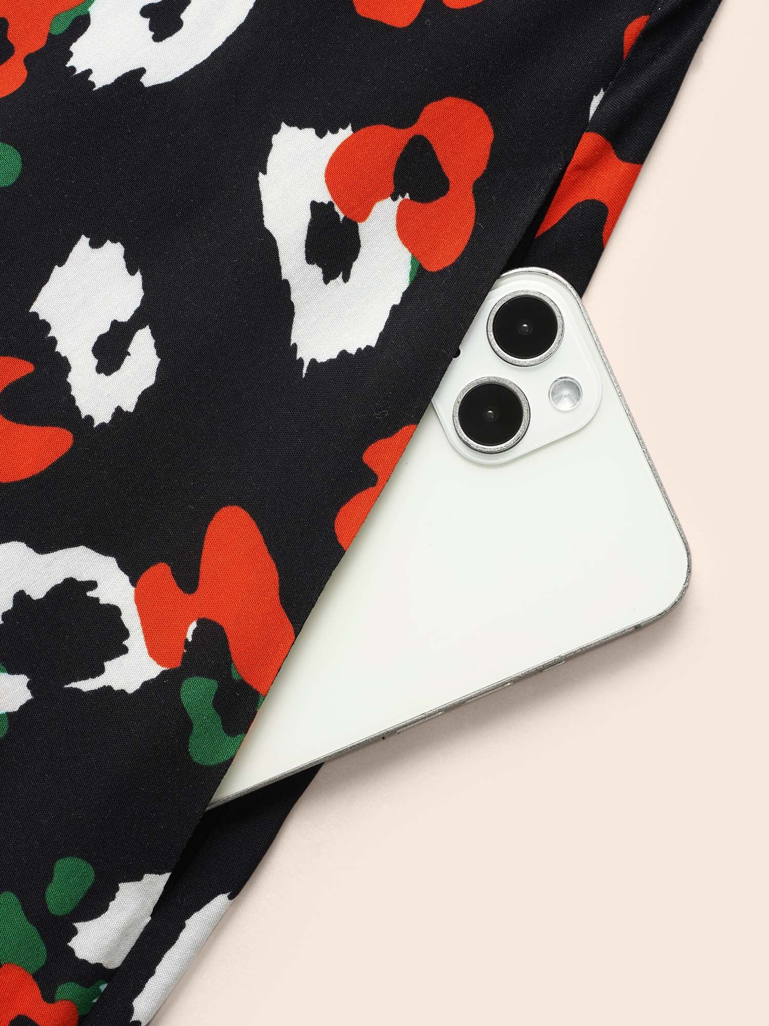 Square Neck Animal Print Keyhole Dress