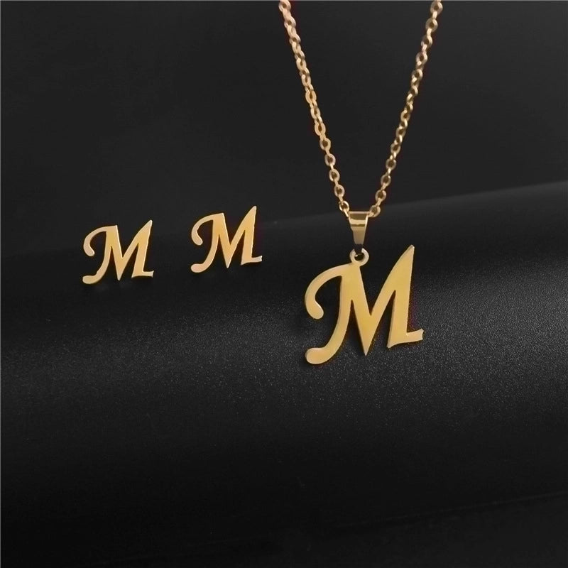 Minimalist Letter Stainless Steel Polishing No Inlaid