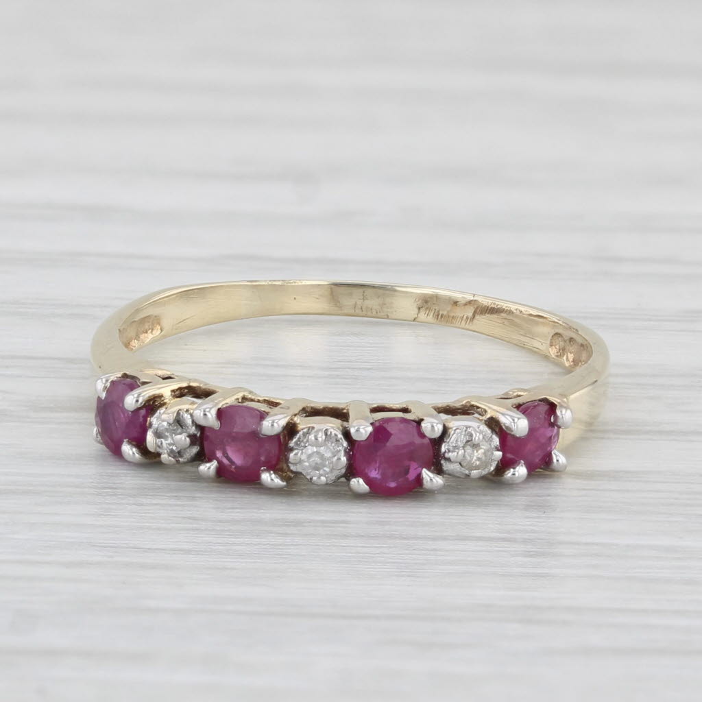 0.50ctw Ruby Diamond Ring 10k Yellow Gold Size 6.5 Stackable Bridal