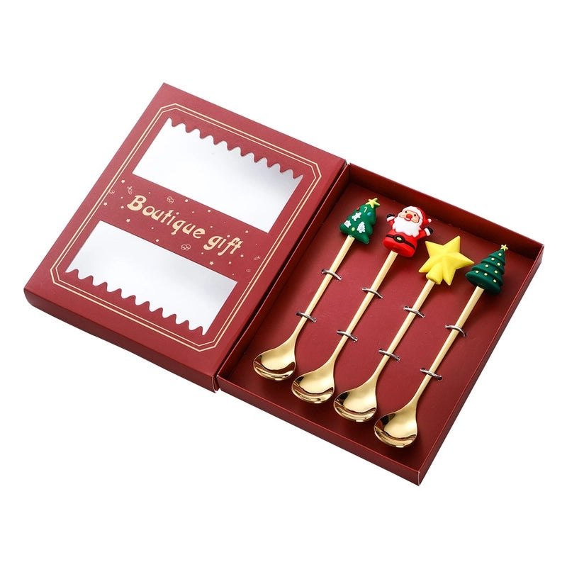 Christmas Christmas Santa Claus Stainless Steel Spoon Fruit Fork 1 Set