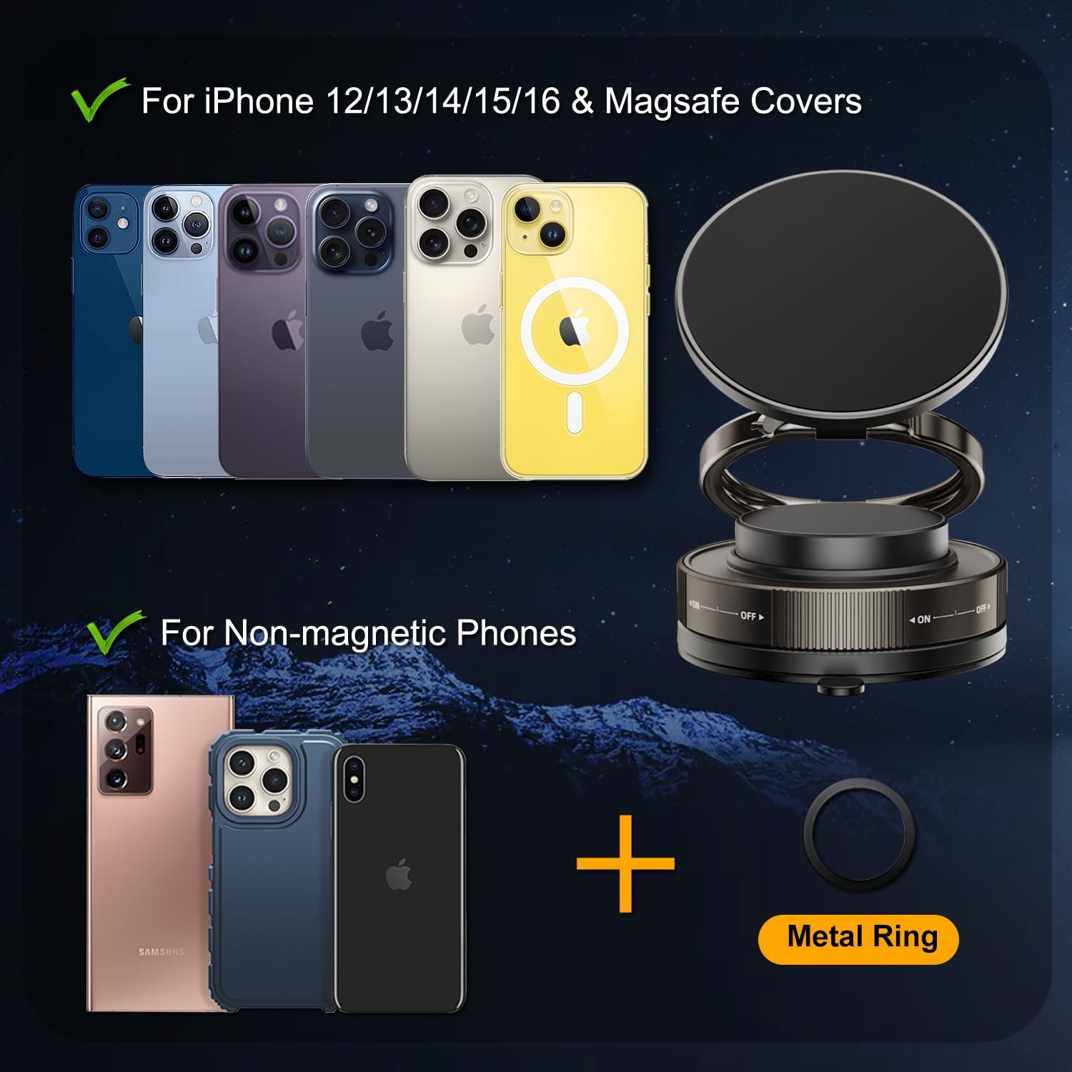 360° Adjustable Vacuum Magnetic Phone Holder for Car
