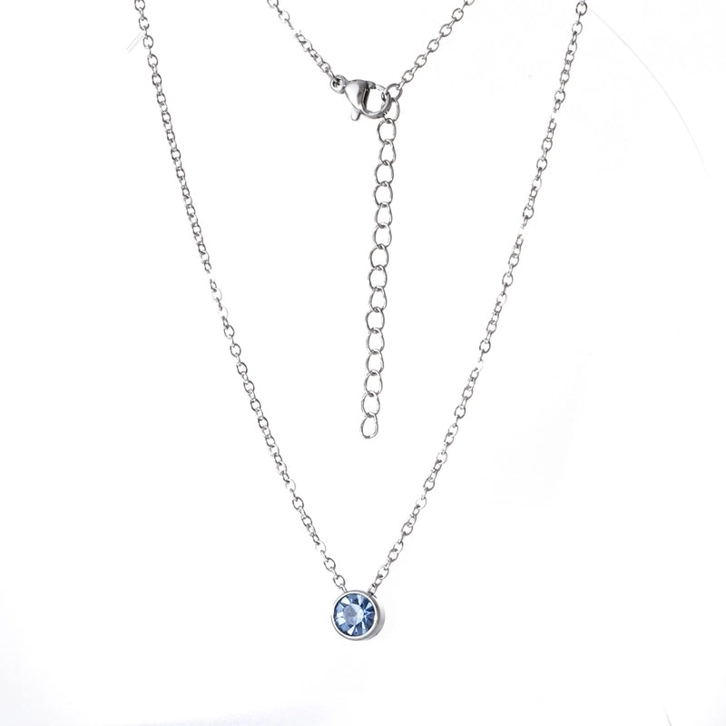 Stainless Steel 18K Gold Plated Rose Gold Plated IG Style Plating Inlay Round Birthstone Pendant Necklace