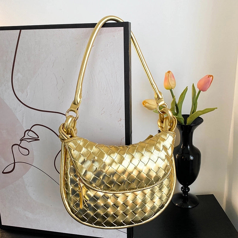 Women's Medium Pu Leather Solid Color Basic Vintage Style Dumpling Shape Flip Cover Underarm Bag