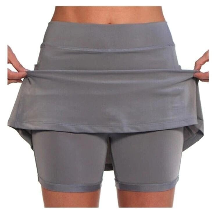 Pantalones atléticos de cintura media de color sólido para mujer con bolsillo lateral 2 en 1, transpirables y de secado rápido.