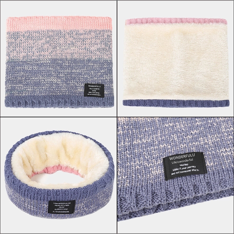 New Wool Knitted Scarf Women's Winter Warm Velvet Scarf Men's Thickened Gradient Couple's Personalized Collar