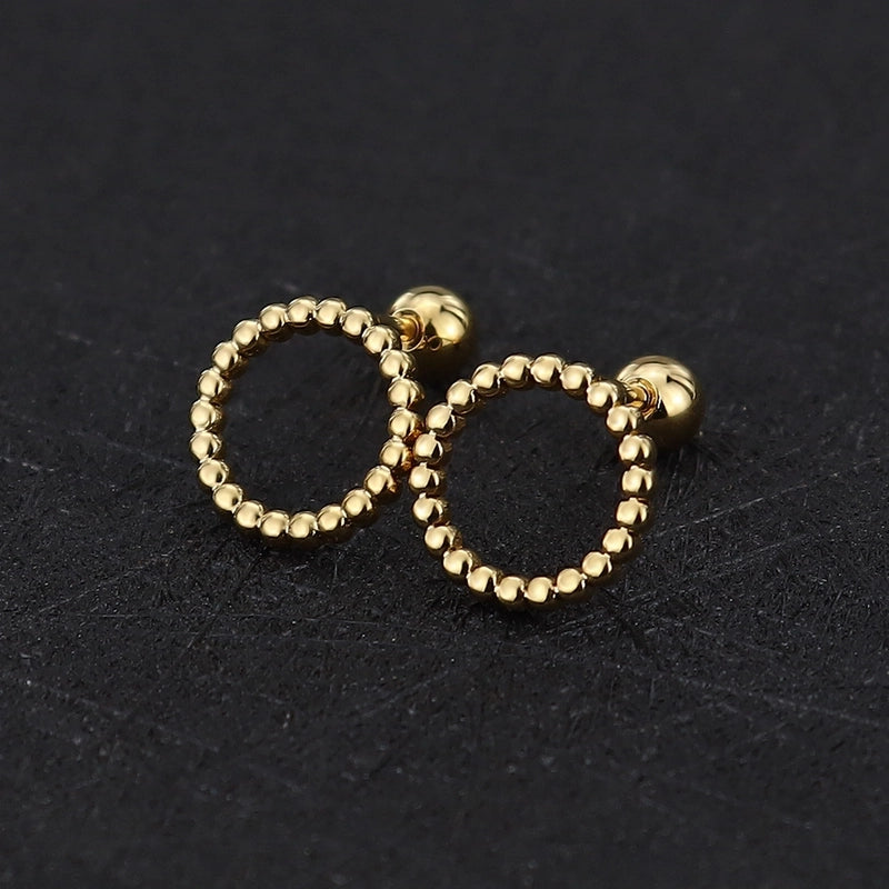 1 Piece Cute Minimalist Geometric Animal Crown Plating Titanium Steel Ear Studs