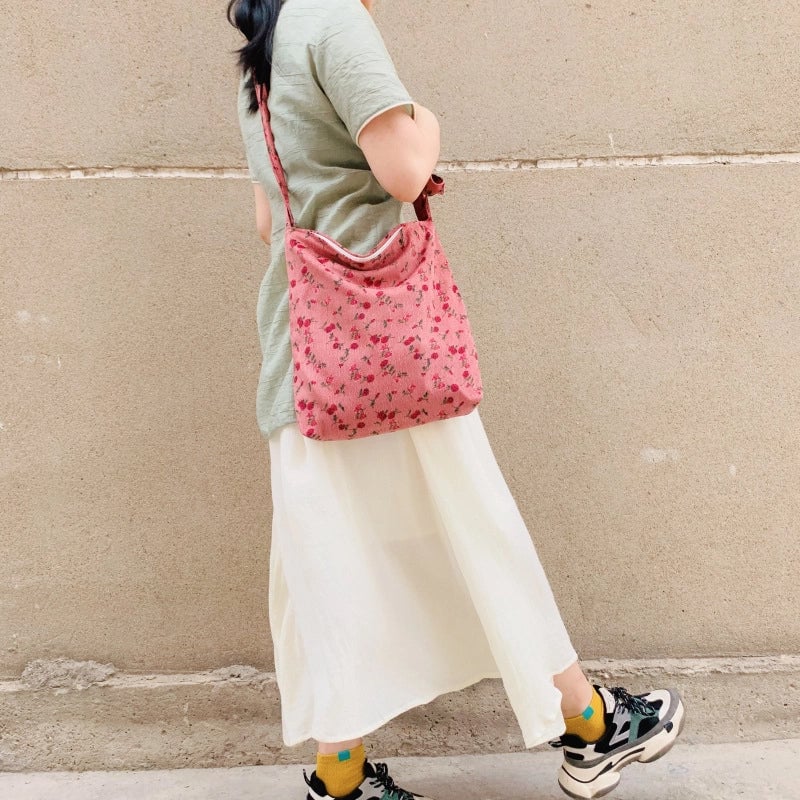 Women's Corduroy Printing Elegant Square Zipper Square Bag