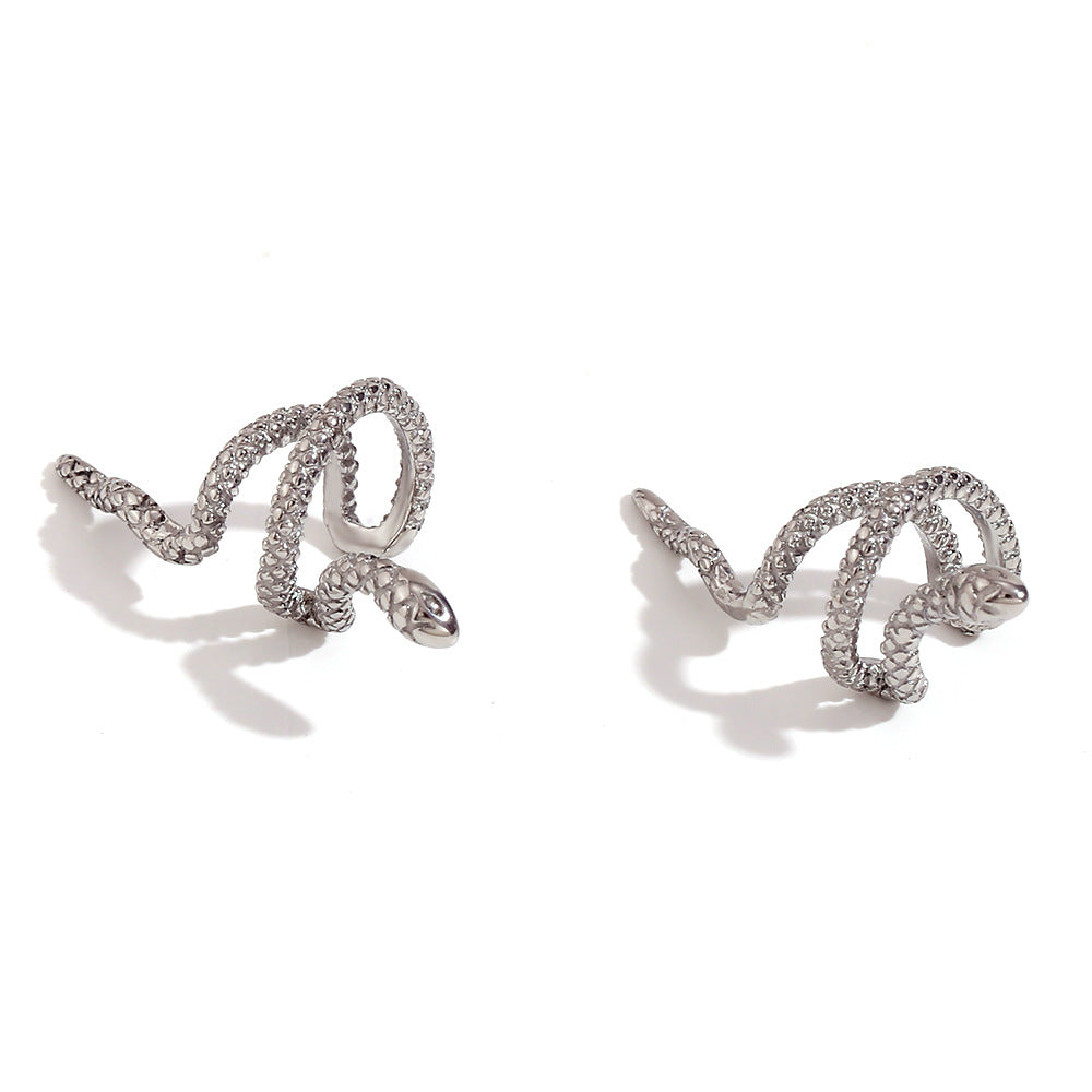 Women Fashion Circle Geometric Stainless Steel 18K Gold Plated Clip On Earrings