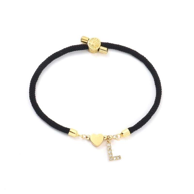 Minimalist Classic Style Letter 304 Stainless Steel Nylon Copper Zircon Bracelets In Bulk