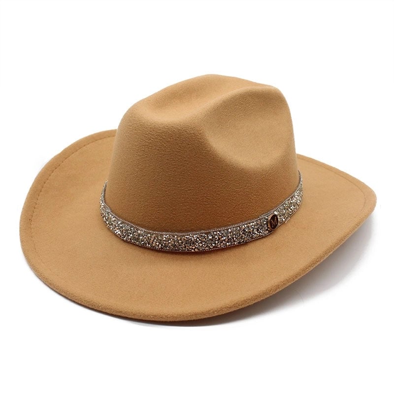 Felt Top Hat Curved Edge Classic Belt Buckle Panama Hat Gentleman Hat Curling Sun Protection Sun Hat