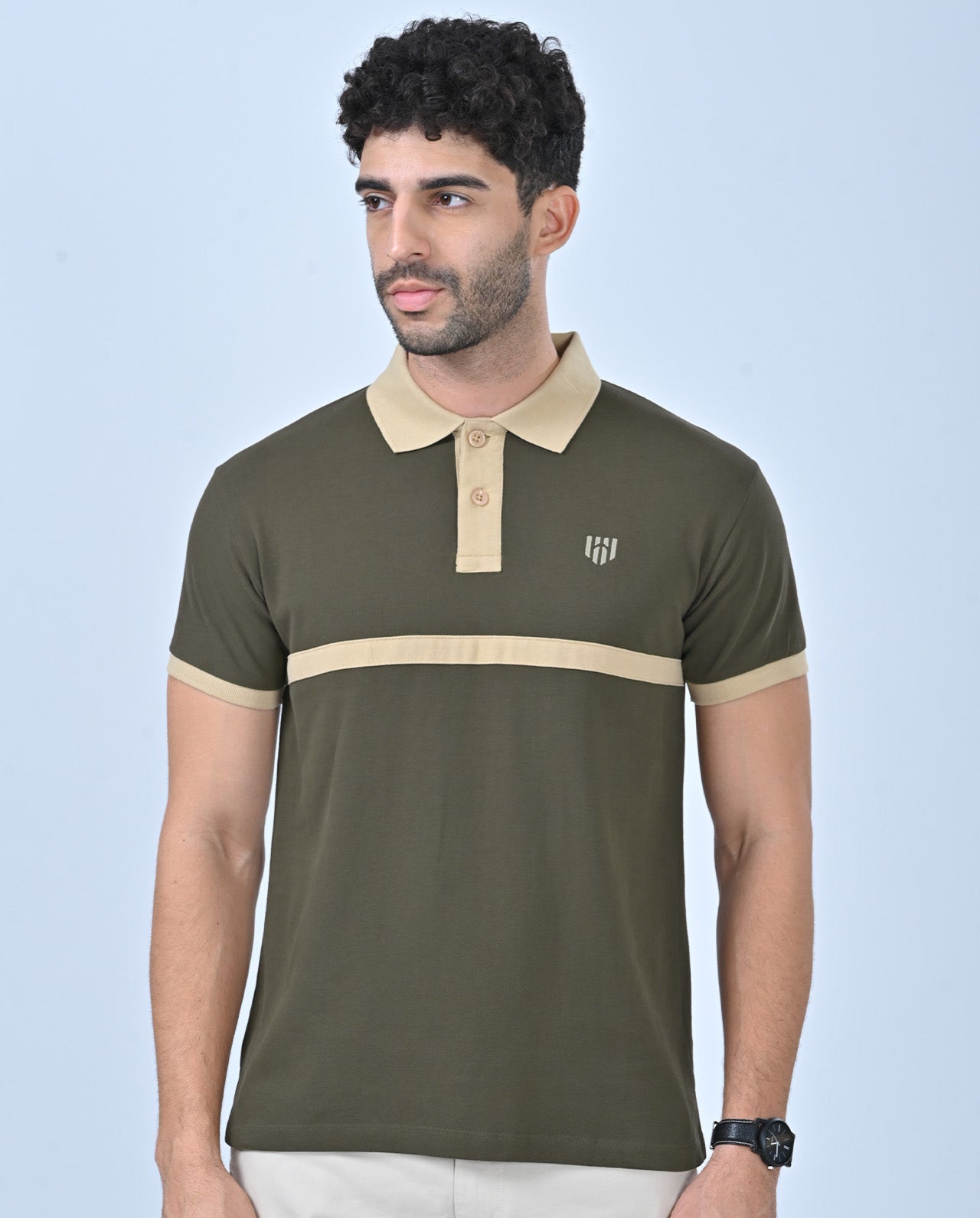 Aero Organic Olive Green Retro Polo T-Shirt