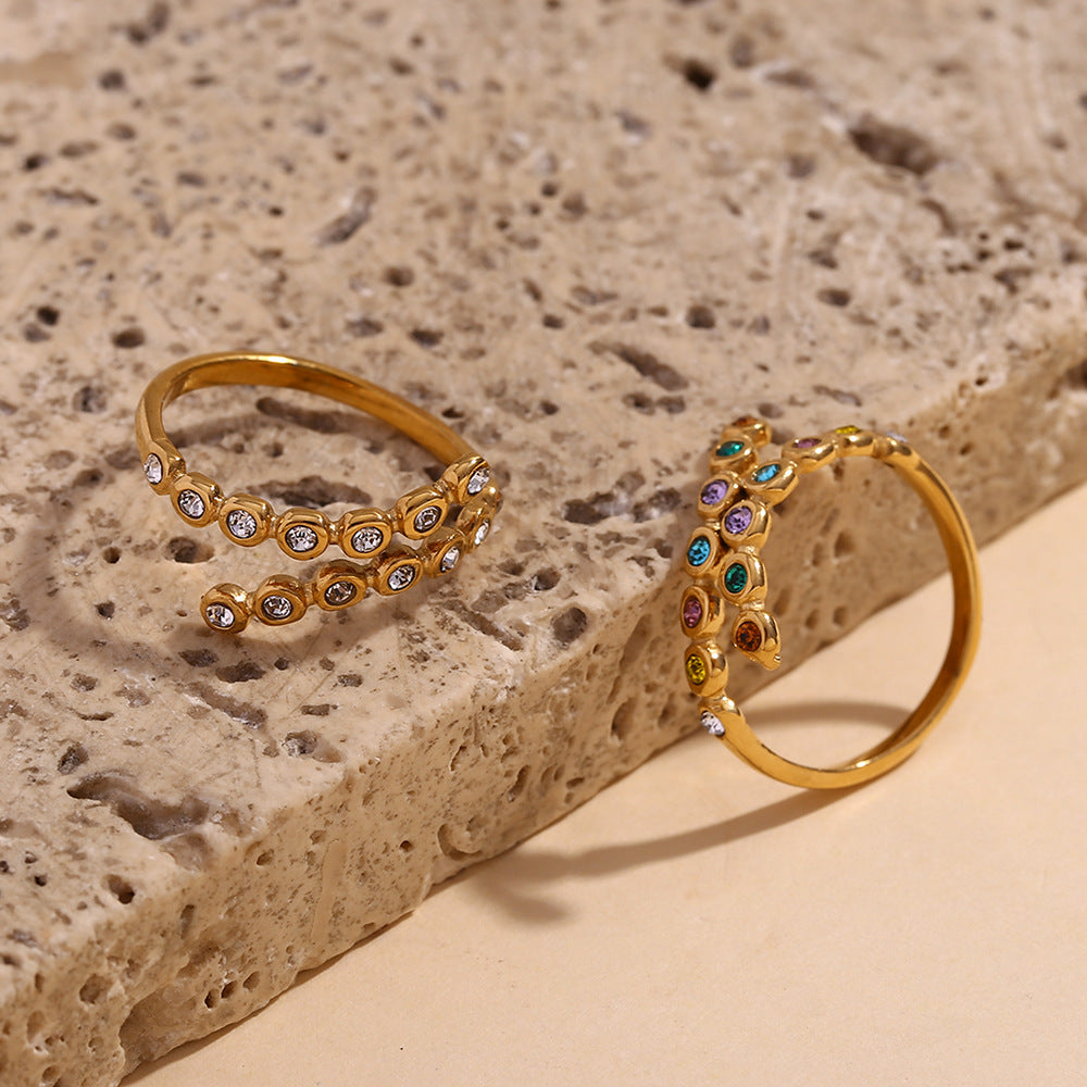 Fashion Creative Round Circle Geometric Stainless Steel 18K Gold Plated Rings