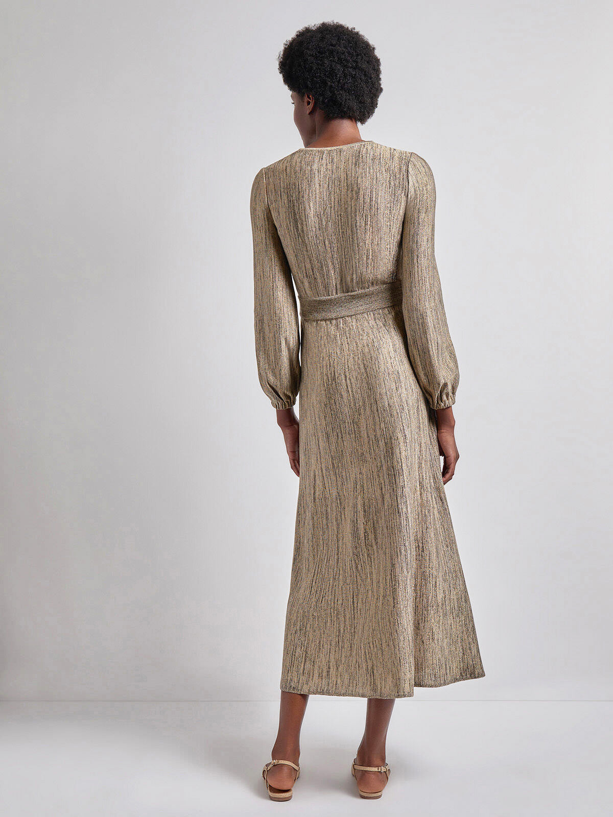 Bishop Sleeve Jacquard Knit Maxi Dress
