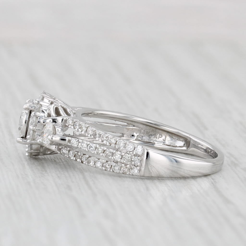Vera Wang 0.92ctw Round Diamond Halo Engagement Ring 14k White Gold Sz 7 Bridal