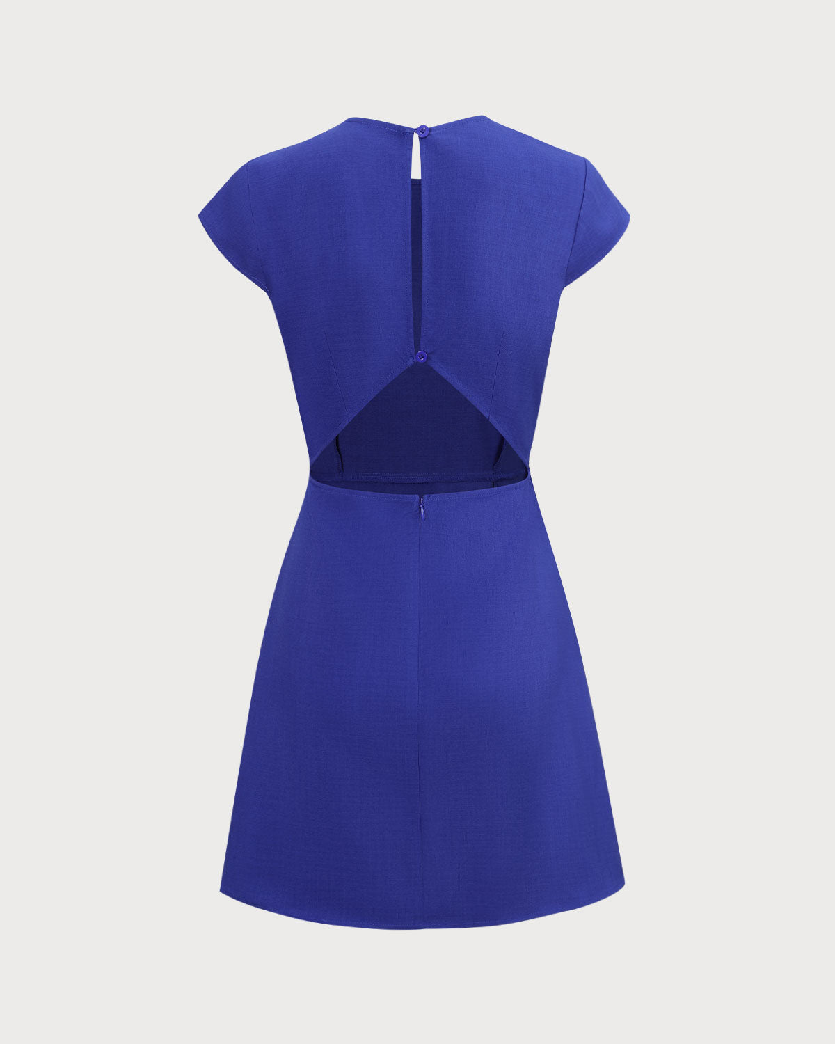 The Navy Round Neck Cutout Slit Mini Dress