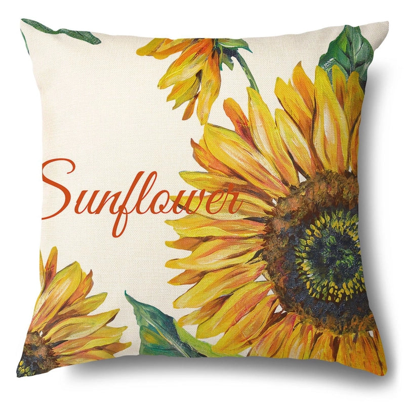Pastoral Sunflower Linen Pillow Cases