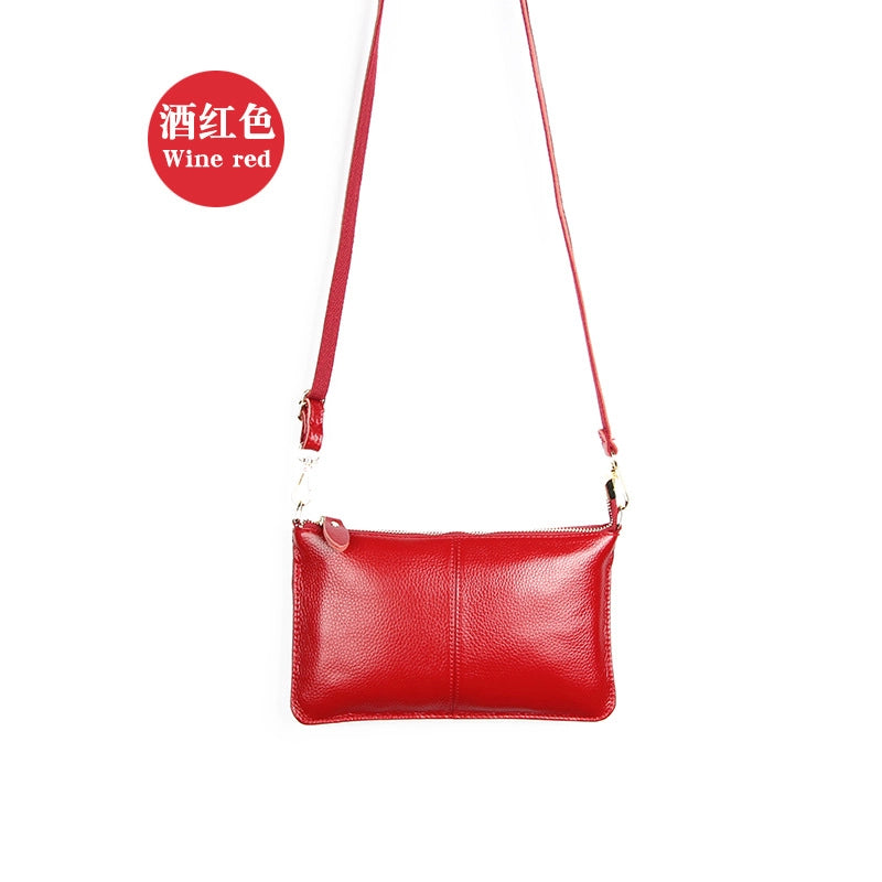 Small Leather Solid Color Fashion Zipper Envelope Bag Shoulder Bag