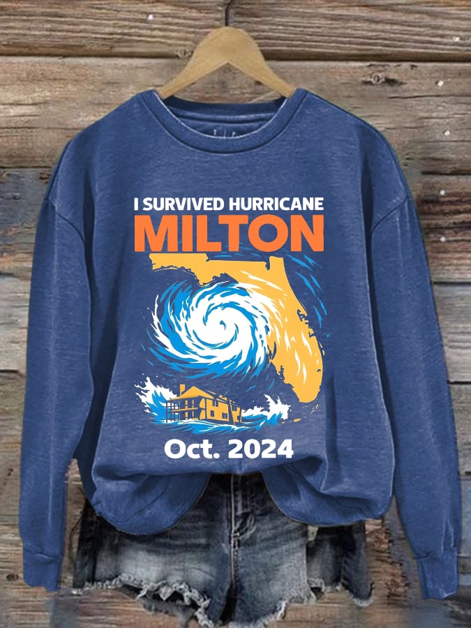 Women's Hurricane Milton I Survived 2024 Printed Sweatshirt