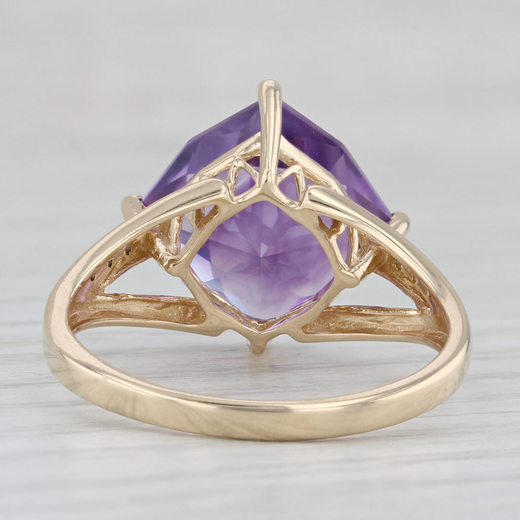 6.94ctw Amethyst Diamond Ring 14k Yellow Gold Size 10.25
