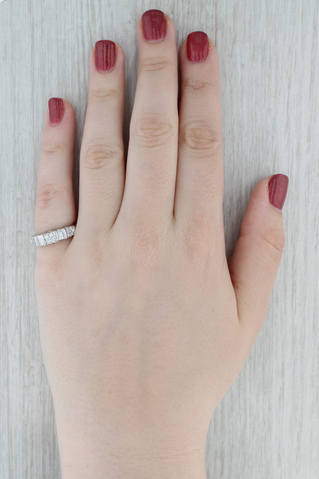 0.59ctw Diamond Ring 14k White Gold Size 6.75 Wedding Anniversary Band