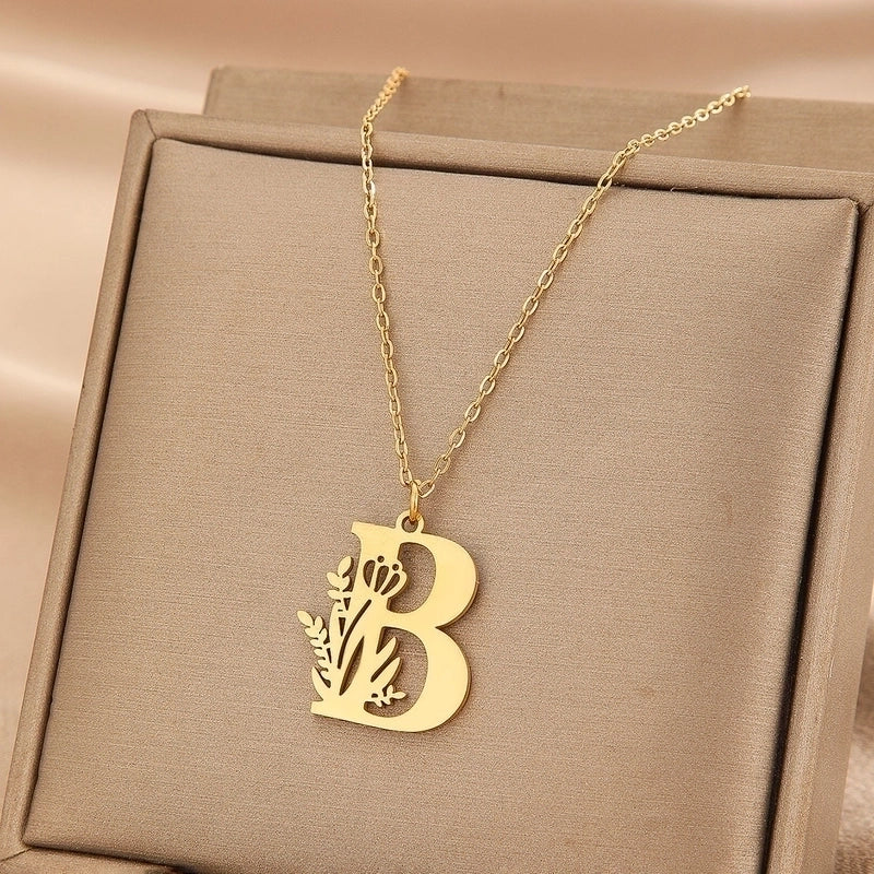 Basic Classic Style Letter Stainless Steel Plating Pendant Necklace