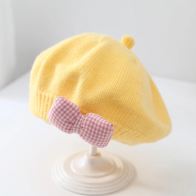 Children Unisex Cute Sweet Solid Color Beret Hat