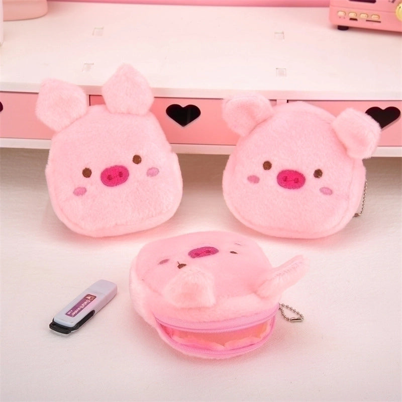Women's Animal Plush Embroidery Zipper Kids Wallets