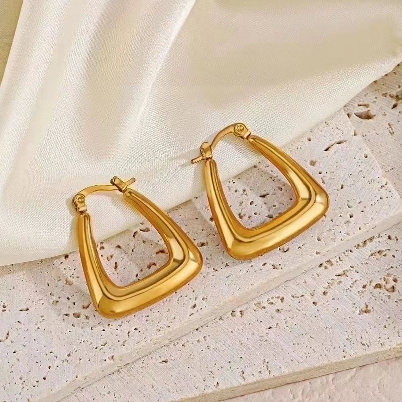 1 Pair Elegant Lady Geometric Plating Stainless Steel 18k Gold Plated Earrings