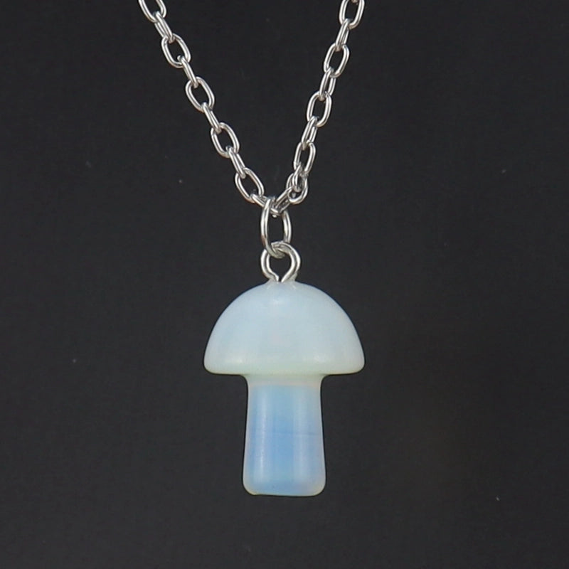 Minimalist Mushroom Crystal Handmade Pendant Necklace 1 Piece