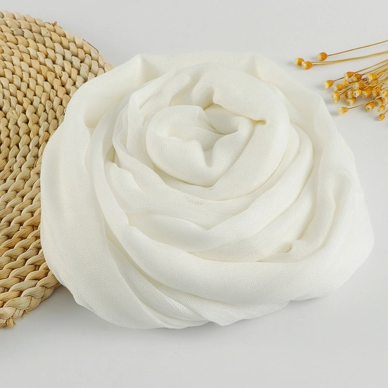 Women's Sweet Solid Color Cotton Silk Scarves