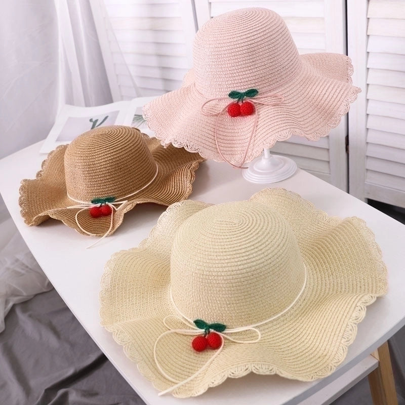 Women's Streetwear Cherry Ruffles Straw Hat