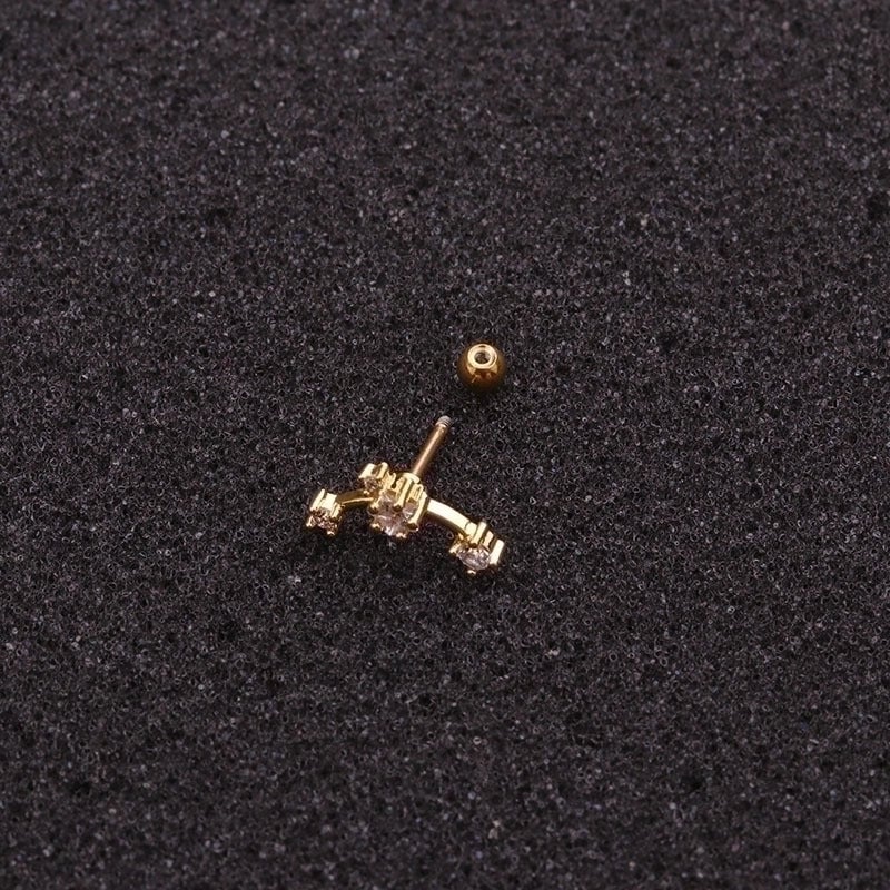Ear Cartilage Rings & Studs Fashion Star 316L Stainless Steel  Copper Zircon