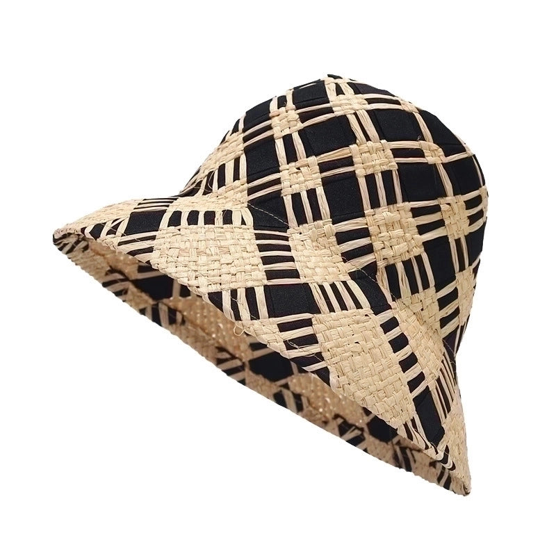 Women's Pastoral Minimalist Color Block Flat Eaves Sun Hat