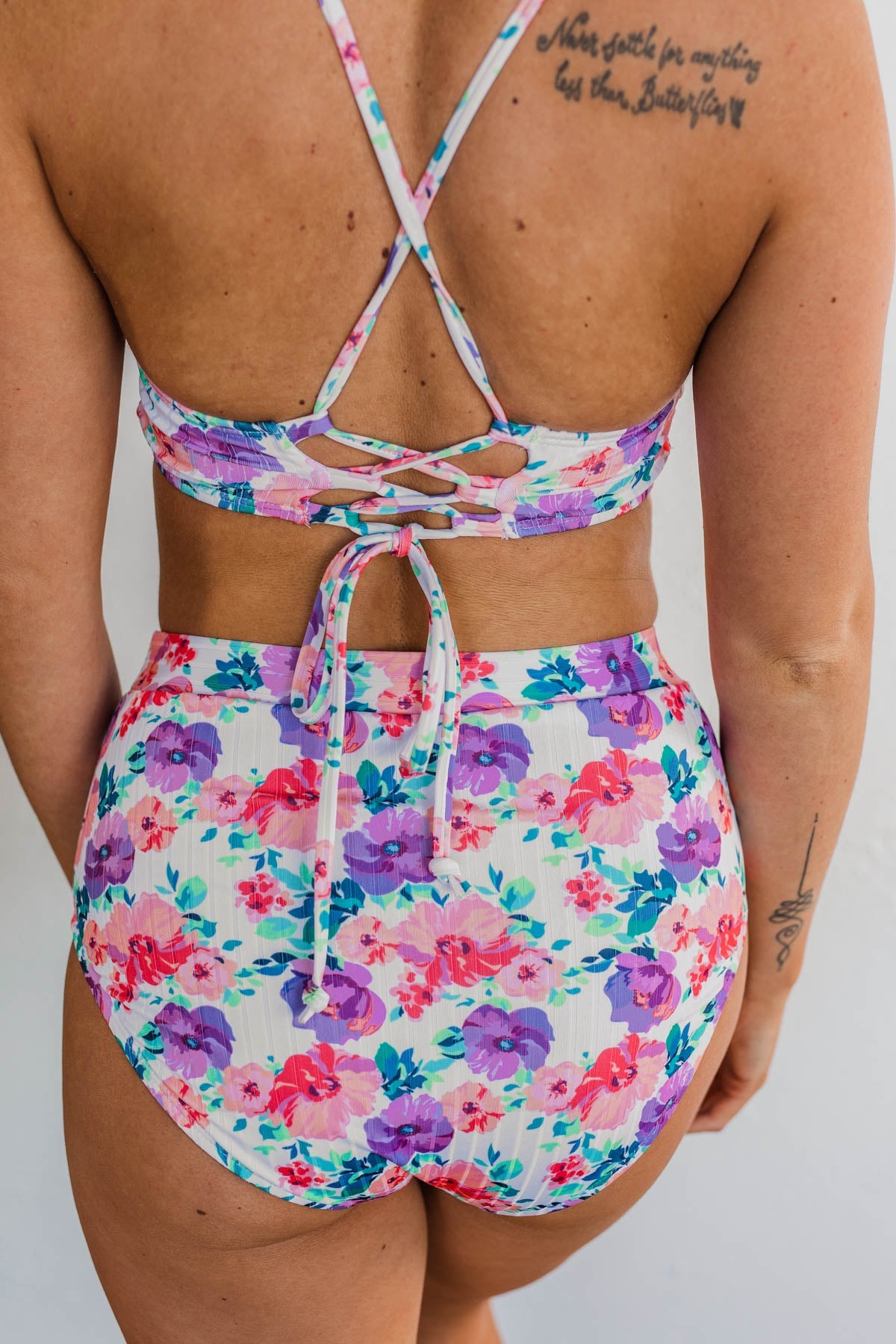 Making Waves High-Rise Swim Bottoms- Pink & Purple Floral